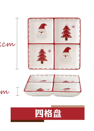 2025 Nuovo set di posate in ceramica dipinta a mano di Natale Piatto da bistecca di Natale carino Piatto piatto colorato sottosmalto in rilievo - riparo82