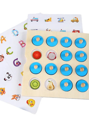 Gioco di scacchi di memoria Montessori 3D puzzle di legno bordo logica giocattolo interazione apprendimento precoce giocattoli educativi per bambini bambini mini - riparo82