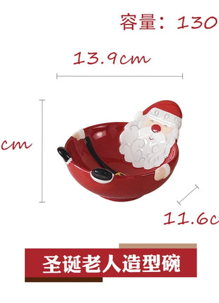 2025 Nuovo set di posate in ceramica dipinta a mano di Natale Piatto da bistecca di Natale carino Piatto piatto colorato sottosmalto in rilievo - riparo82