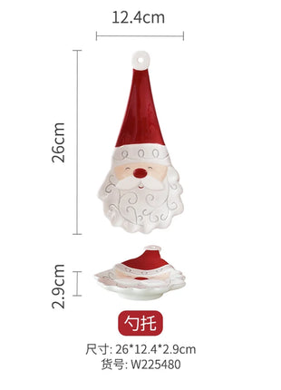 Set di piatti di Babbo Natale dipinti a mano nordici Set di stoviglie per tazze d'acqua con teiera sigillata in ceramica a rilievo rosso - riparo82