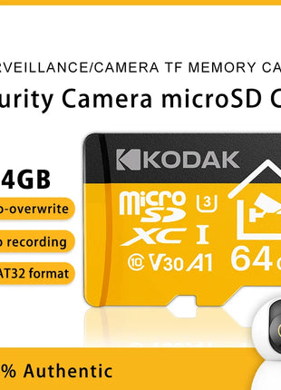 Nuova scheda Micro SD Kodak 32 GB 64 GB 128 GB 256 GB Scheda di memoria per telecamera di sicurezza, DVR, smartphone Scheda TF Scheda Microsd