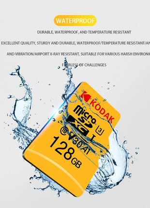 3 pezzi Kodak SD Card 128GB SD/TF Flash Card Mini schede SD con adattatore SD gratuito Scheda di memoria Flash Class10 V30 U3 per fotocamera portatile