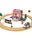 Set di binari ferroviari in legno Treno elettrico Modello magnetico per auto Slot pressofuso Adatto a tutte le marche Biro Pista in legno Assemblare Toy Boy Gift - riparo82