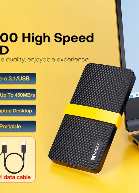 Disco rigido esterno KODAK Disco rigido SSD portatile da 1 TB Disco rigido mobile a stato solido esterno ad alta velocità da 512 GB per PC portatile
