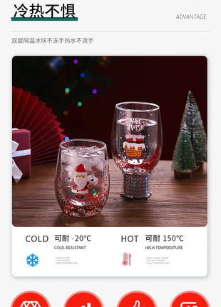 Set di tazze di vetro isolate a doppia parete da 4 pezzi di Babbo Natale - 300 ml resistenti al calore con manico tazze da caffè regalo di Natale perfetto - riparo82