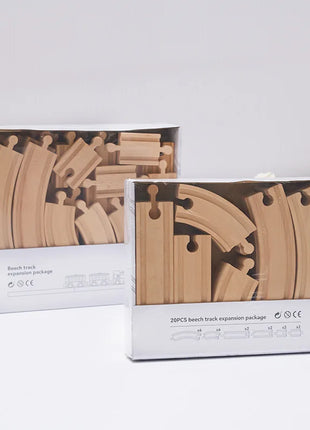 Set di binari ferroviari in legno Pacchetto di espansione Blocchi di costruzione fai-da-te Accessori Tracce adatte per binari in legno Biro Giocattoli educativi per bambini - riparo82