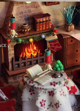 Fai da te in legno caldo Natale Lodge Casa Case delle bambole Kit modello in miniatura Casa delle bambole con mobili Luci a LED per regali di amici