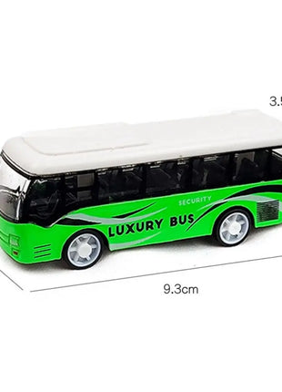 Ornamenti a forma di autobus ad alta imitazione Regalo per bambini di alta qualità Hobby Modello di autobus in lega Giocattoli di autobus estesi Tirare indietro il modello di veicolo - riparo82