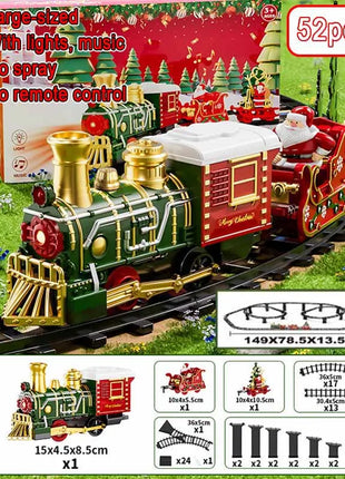 Natale Elettrico Treno A Vapore Binario Giocattolo Per Bambini Retro Locomotiva A Vapore Controllo Spray Binario Ad Alta Velocità Suono Luce Treno Modello BoysToy
