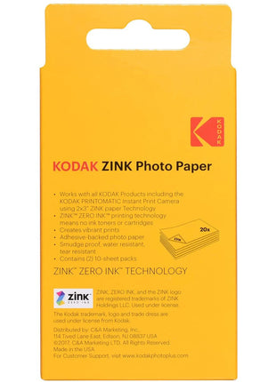 20-100 fogli per carta fotografica Kodak 2"x3 Premium Zink compatibile con Kodak Smile, Kodak Step, carta PRINTOMATICA