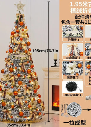 1.5M-2.25M Albero di Natale Allungabile PVC Floccato Albero di Natale Premium Denso Pino Artificiale Salvaspazio Pieghevole Ornamenti natalizi