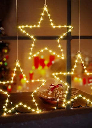 Confezione da 1/3 luci natalizie a stella in ferro a LED alimentate a batteria con telecomando 8 modalità lampade per la decorazione natalizia all'aperto per interni domestici