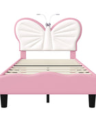 Rosahqnda Letto per bambini 90x200 cm,Cama singolo per ragazzi e ragazze,Culla a farfalla con luce LED, testiera regolabile in velluto,senza materasso