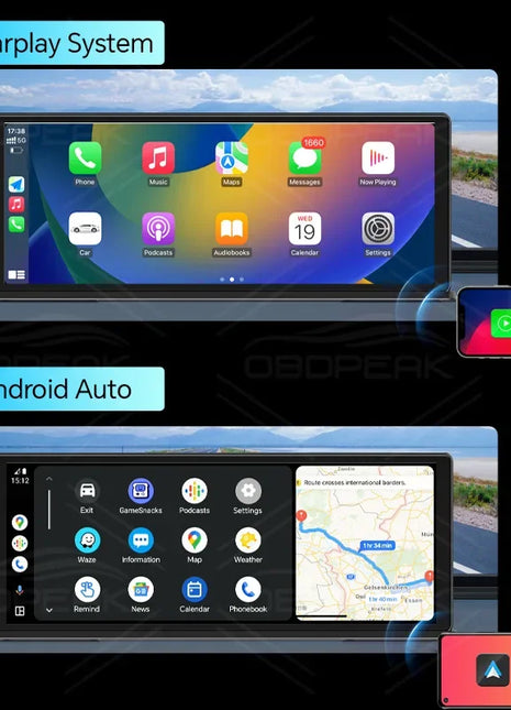 11.3" Dash Cam 4K Car Mirror Wireless Carplay Android Auto Multimedia Player GPS WiFi Universal Black Box Rearview Camera AUX BT - Riparo82