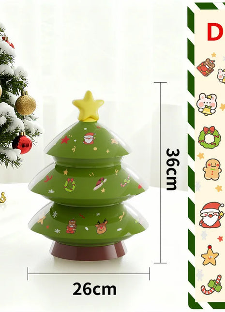3 strati Natale Creativo Forma dell'albero di Natale Caramelle Snack Noci Frutta secca Piatto di plastica Snack Piatti Ciotola Vassoio per la colazione a h - riparo82