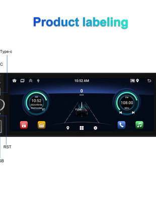 Hikity 2+64G Carplay Android 1din Car Radio Android Auto Stereo 6.86" GPS Navigation Player support FM WiFi USB Rear Camera - Riparo82