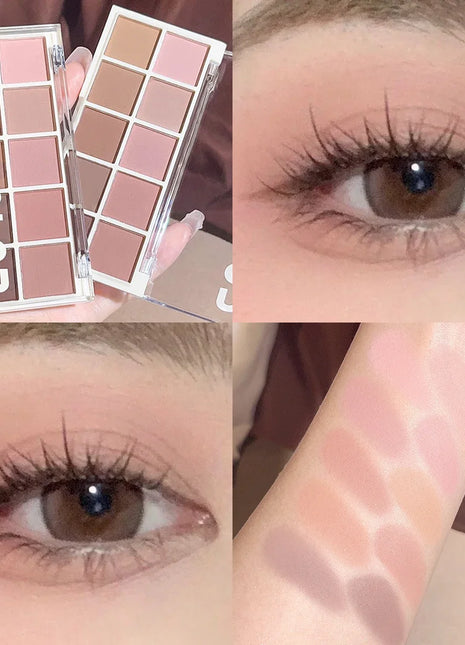 10-Color Matte & Glitter Eyeshadow Palette – High-Pigment, Long-Lasting, Waterproof & Smudge-Proof for Daily & Nude Makeup - Riparo82