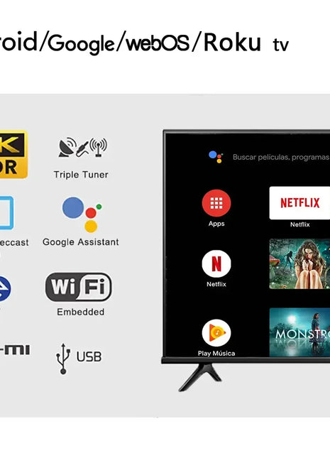 65 Inch MiniLED Oled Qled 4K HD TV 32 43 50 65 75 85 100 Inch 4K Smart Televisions for Hotels and Portable Use - Riparo82