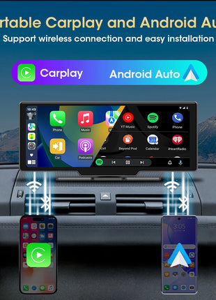10.26" Wireless Carplay Android Auto Screen Car Radio Multimedia Video Player Rearview Camera Automotive Accessories 5G WIFI FM - Riparo82