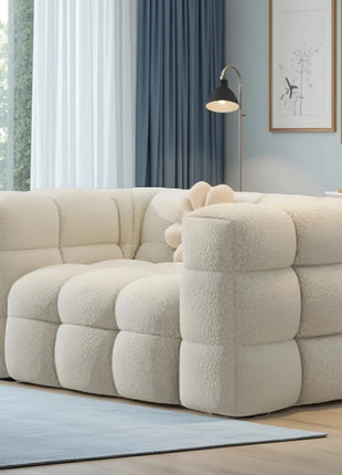 Divano Modulare a Fila Dritta con Design Divisibile, Morbido Divano in Pile Berber, Comodo Divano per Soggiorno, Accessori per Arredamento Casa e Appartamento