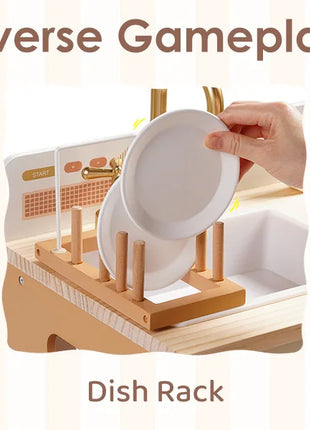 Robotime Cucina da gioco in legno Set da gioco da cucina per bambini Lavatrice Lavastoviglie Set da gioco da cucina per bambini Regalo per ragazzi e ragazze Caramello - riparo82