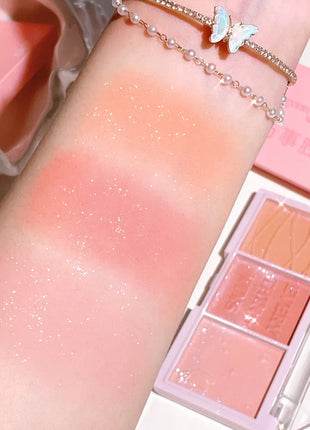 3-color Blush Palette Nude Makeup Natural Matte Milk Tea Orange Tone Long-lasting Rouge Blush Powder Cream Palette - Riparo82