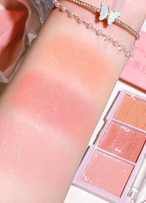 3-color Blush Palette Nude Makeup Natural Matte Milk Tea Orange Tone Long-lasting Rouge Blush Powder Cream Palette - Riparo82