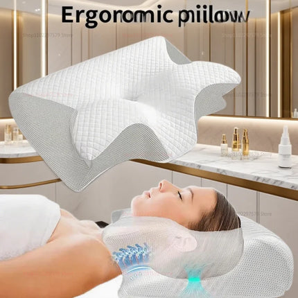 Cervical Support Pillow Memory Foam Neck Pillow for Pain Relief Non Collapse Ergonomic Pillow for Sleeping Travel Home Use