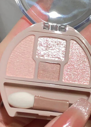 Four-color Eye Shadow Powder Palette Shimmering Glitter Natural Eyelid Silkworm Contour Shadow Natural Tone Pink Eyeliner Makeup - Riparo82