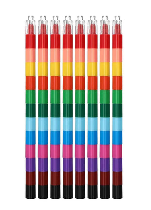 8 Pcs Stackable Crayons Stacking Buildable Crayons Colorful Stackable Crayons Party Favors DIY Rainbow Pencils, 12 Colors