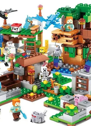 The Cave Village Mine Farm TreeHouse Deep Dark Battle Construccie Building Block Modello Giocattoli Fai da te per bambini Regalo di Natale