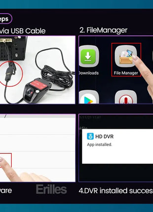 Car Dash Cam USB HD 1080P Wide Angle Car Camera Recorder Front ADAS Dashcam Android DVR Auto Recorder Night Version - Riparo82