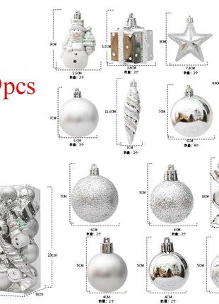 29/36/40 pezzi palla di Natale argento rosso albero di Natale pendenti appesi stampati sfere di Natale in oro a forma speciale 2024 nuovo - riparo82