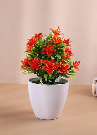 1pc Artificial Potted Plant Small Bonsai Flowers Pot Simulated Tree Ornaments Wedding Home Hotel Office Table Decor Fake Plants