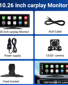 11.26 inch IPS Touch Screen Multimedia Video Player Portable 4K DVR Wireless CarPlay/Android Auto Dual Lens Driving Recorder - Riparo82