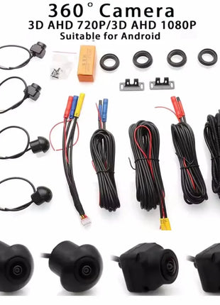 360° Car Panoramic Camera System 720P/1080P AHD Right+Left+Front+Rear View Camera System for Android Auto Radio Night Vision - Riparo82