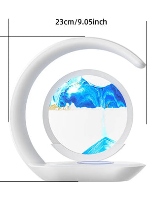 Quicksand Table Lamp Wireless Charging Desk Lamp 3D Hourglass Ornaments Sand Painting Night Light for Office Room Decoration - Riparo82