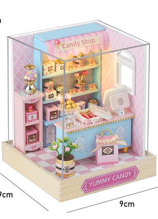 Fai da te in legno caldo Natale Lodge Casa Case delle bambole Kit modello in miniatura Casa delle bambole con mobili Luci a LED per regali di amici