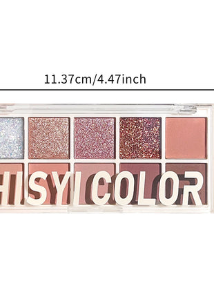 10-Color Matte & Glitter Eyeshadow Palette – High-Pigment, Long-Lasting, Waterproof & Smudge-Proof for Daily & Nude Makeup - Riparo82