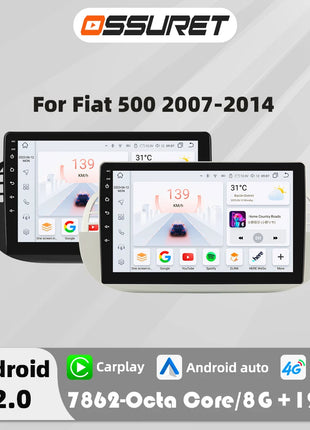 4G 8Core Android Car radio GPS Stereo For Fiat 500 2007-2014 Multimedia Video player 2DIN Autoradio DSP Carplay 7862 Head Unit - Riparo82