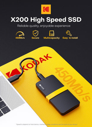 Kodak SSD esterno X200 Unità a stato solido portatile da 1 TB USB 3.1 Tipo C Disco rigido 512 GB 256 GB Mini Flash per PS4 Laptop MacBook PC