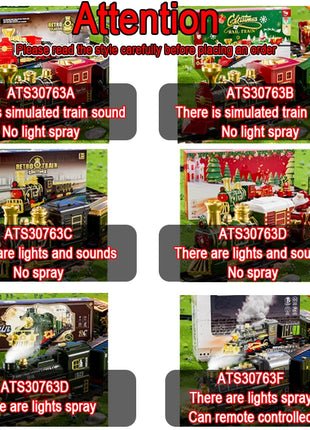 Natale Elettrico Treno A Vapore Binario Giocattolo Per Bambini Retro Locomotiva A Vapore Controllo Spray Binario Ad Alta Velocità Suono Luce Treno Modello BoysToy