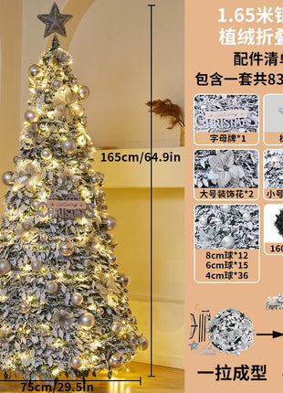 1.5M-2.25M Albero di Natale Allungabile PVC Floccato Albero di Natale Premium Denso Pino Artificiale Salvaspazio Pieghevole Ornamenti natalizi