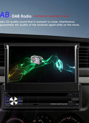 Hikity Carplay 4+64G Android 1Din Car Multimedia Player Retractable Screen GPS Navigation WIFI Bluetooth 1din autoradio No DVD - Riparo82