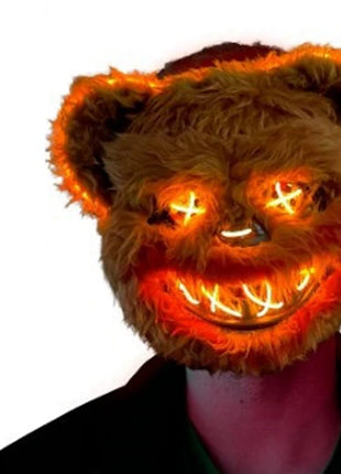 NEW LED  Light Halloween Cosplay Face Mask Party Show Stage Make-up Horror Bloody Rabbit Bear Mask Cartoon Carnival  Head Cover - Riparo82