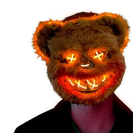 NEW LED  Light Halloween Cosplay Face Mask Party Show Stage Make-up Horror Bloody Rabbit Bear Mask Cartoon Carnival  Head Cover