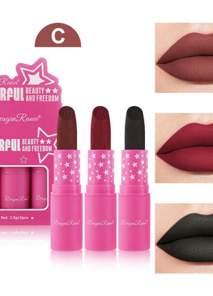 3Pcs/Box Korean Matte Lipstick Set for Women Waterproof Long-Lasting High Pigmented Lipgloss Cosmetic Beauty Makeup - Riparo82