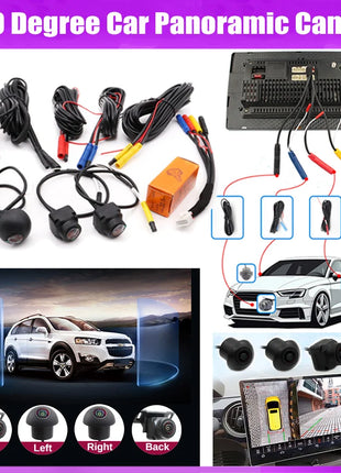360 Car Camera Panoramic Surround View 1080P AHD Right+Left+Front+ Rear View Camera System For Android Auto Radio Night Vision - Riparo82