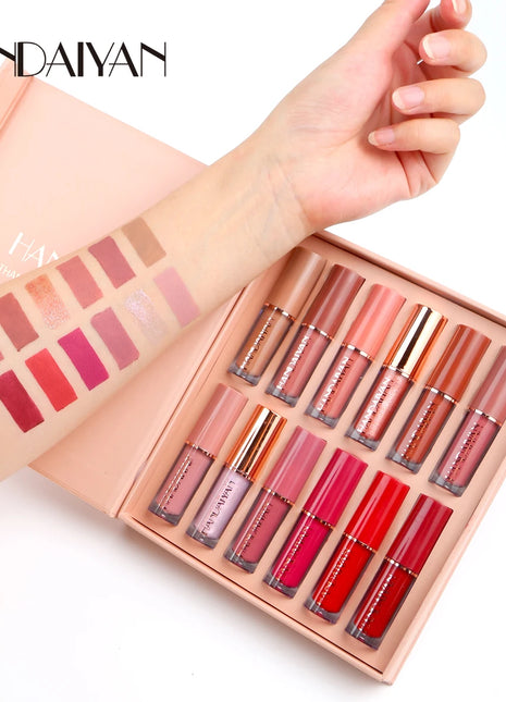 HANDAIYAN 12-Color Velvet Matte Lip Gloss Set - Liquid Lipstick Gift Box Set, Non-Sticky Lip Gloss - Riparo82