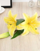 Real Looking 3D Printing Lily Branch  Artificial Flowers White Fake Flowers Flores for Wedding Home Garden Decoration